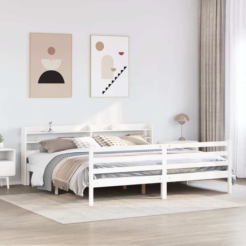 Cadre de lit avec tte de lit sans matelas blanc 180x200 cm