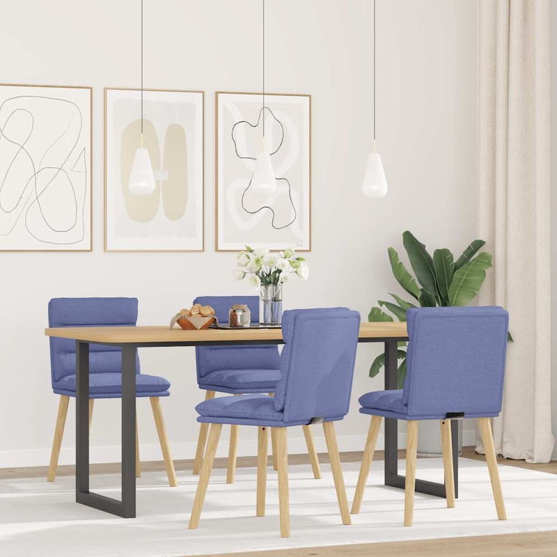 Chaises  manger lot de 4 bleu jean tissu
