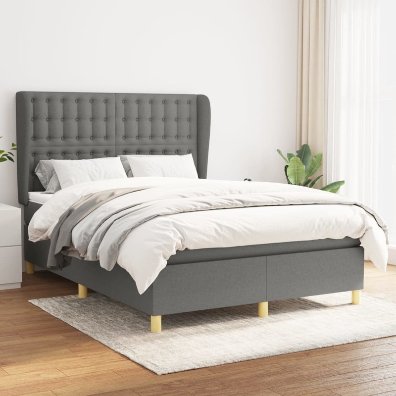 Sommier  lattes de lit avec matelas Gris fonc 140x200cm Tissu