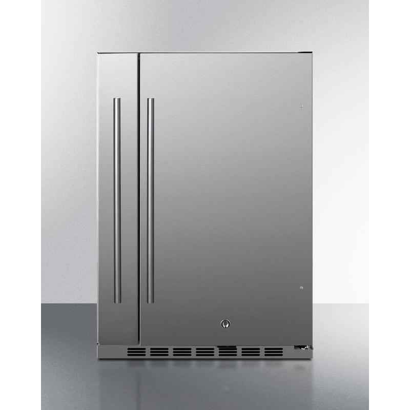 Summit | Shallow Depth 24" Wide Outdoor Built-In Refrigerator with Slide-Out Storage Compartment