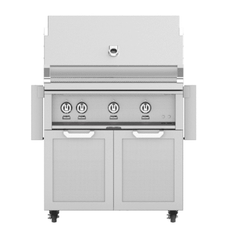Hestan | 36 Gas Grill with Rotisserie on a Double Door Tower Cart