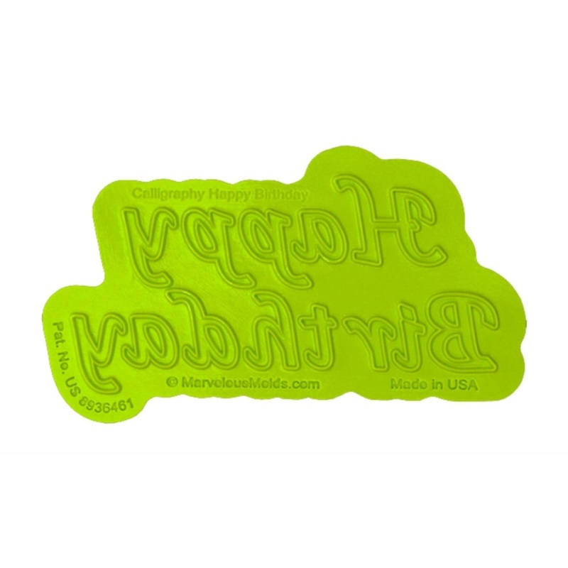 Calligraphy Happy Birthday Flexabet Mold