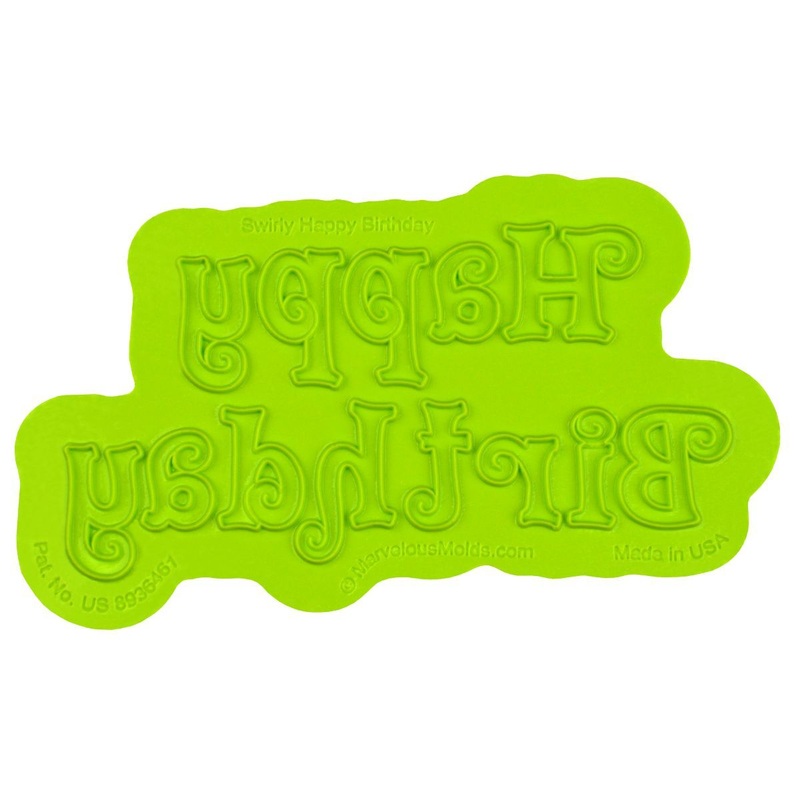 Swirly Happy Birthday Flexabet Mold