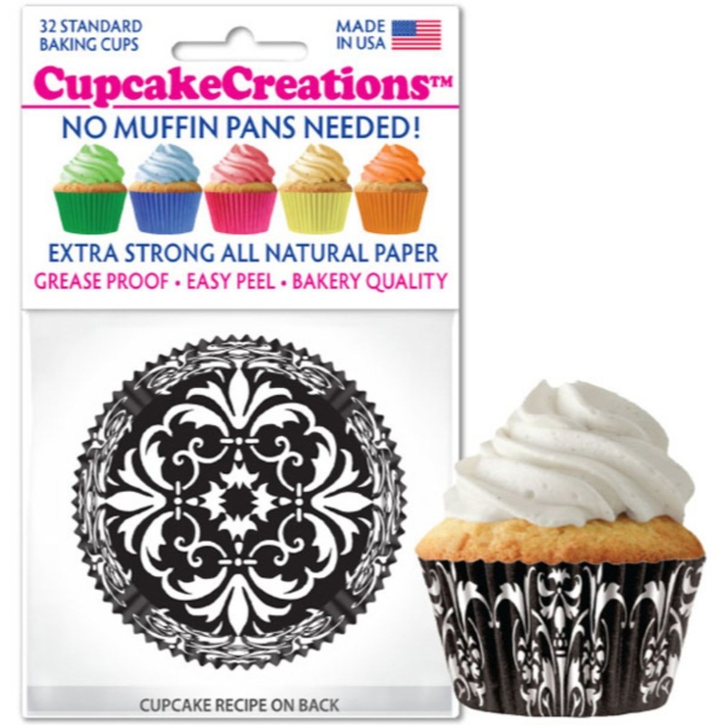 Black Damask Cupcake Liner, 32 ct.