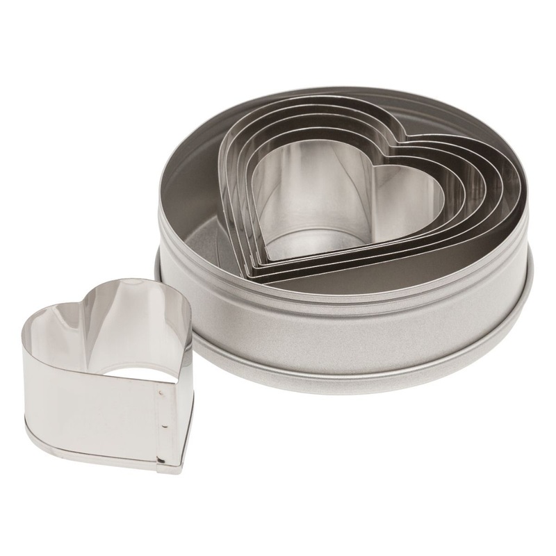 Plain Heart Cutter Set 6pc