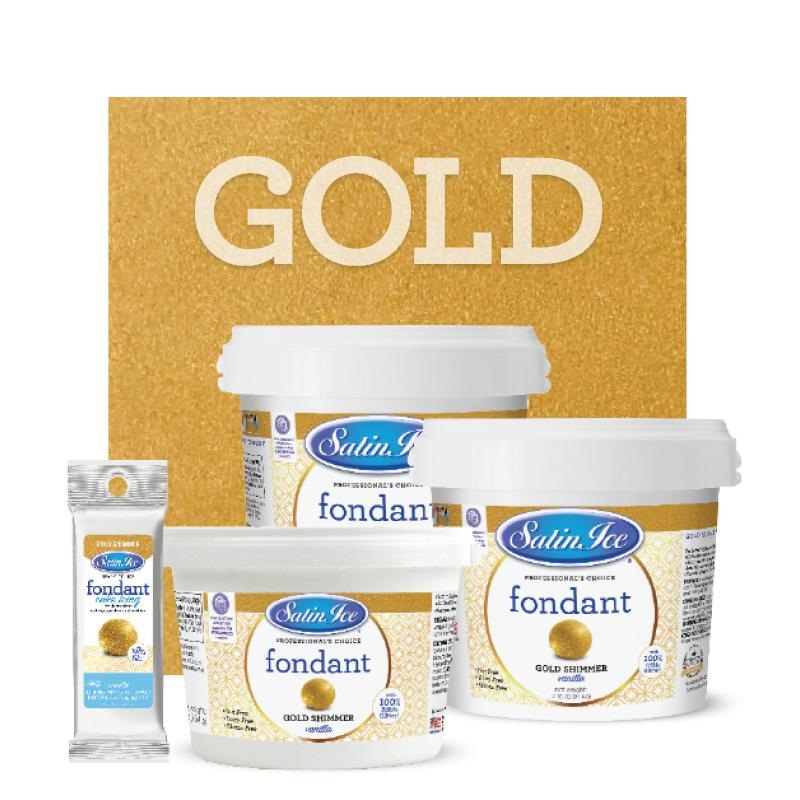 Satin Ice Gold Shimmer Fondant  4oz or 1lb