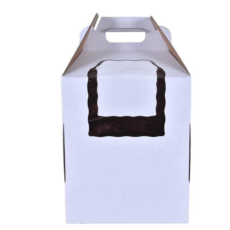 Tiered White Cake Boxes with Handle & Window  All Sizes