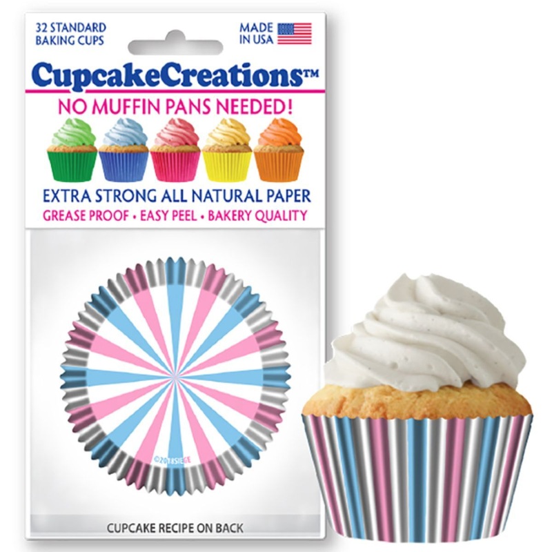 Gender Reveal Stripes Cupcake Liner, 32 ct.