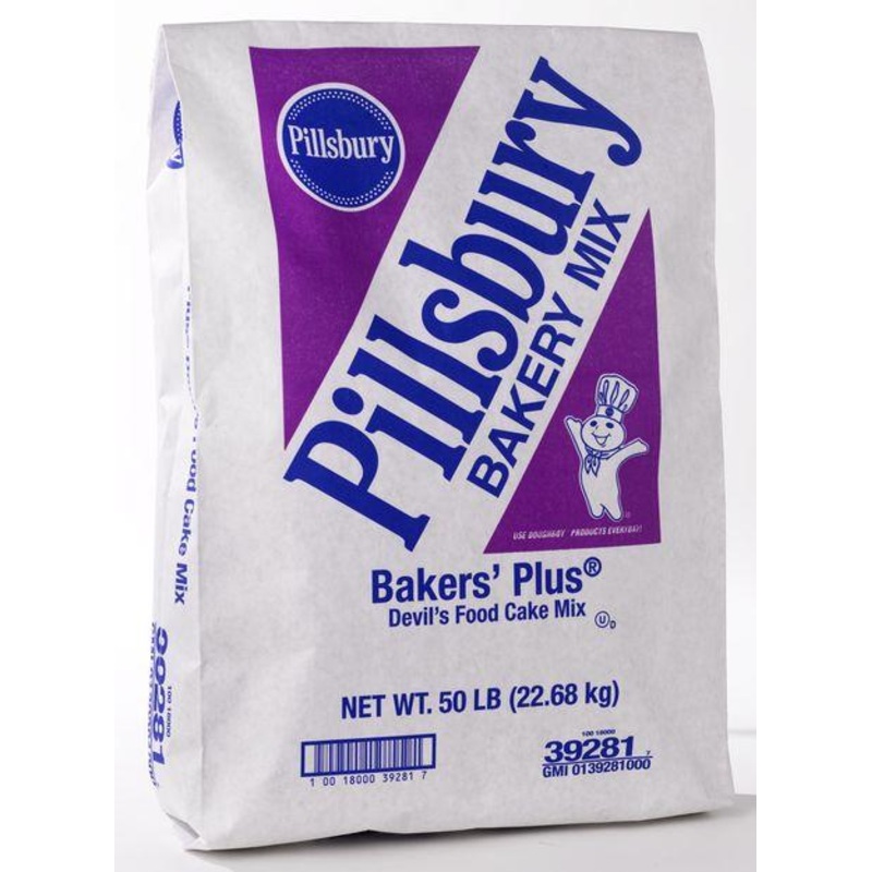 Pillsbury Bakers Plus Dark Devil's Food Cake Mix 50 lb Bag