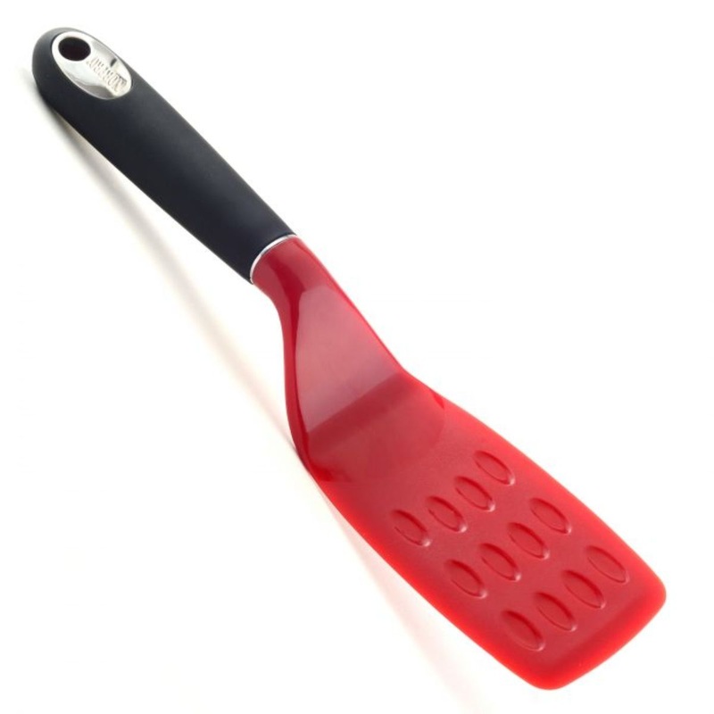 Norpro Grip-EZ Brownie Spatula W/Scalloped Blade, Red/Black