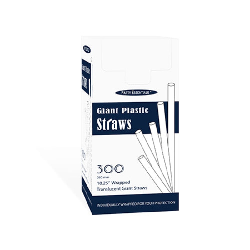 PartyE 10.25' Giant Clear Plastic Straws - 300ct
