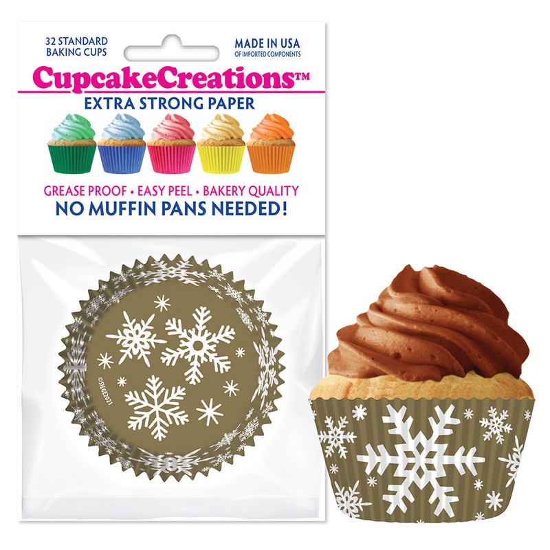 Gold Snowflake Cupcake Liner