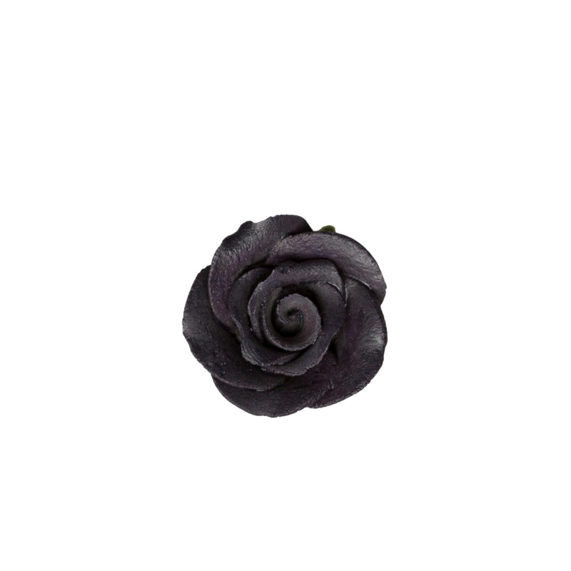 186BK- 1-1/8' Rose W/Calyx Petite Black