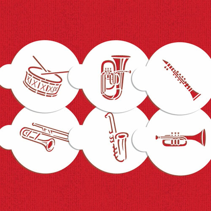 Marching Band Instrument Cookie Stencil