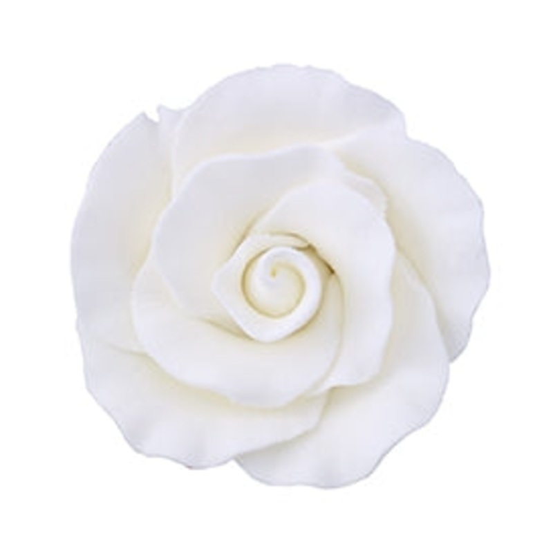 147WH- Large Formal Rose On A Wire White