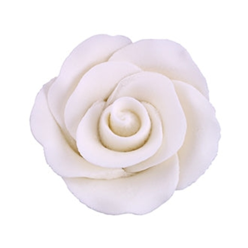 148WH- Med Formal Rose On A Wire - White