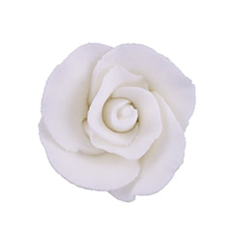 149WH- Small Formal Rose On Wire White