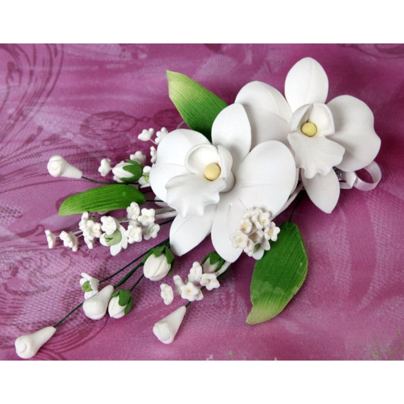 Double African Orchid Spray White #36