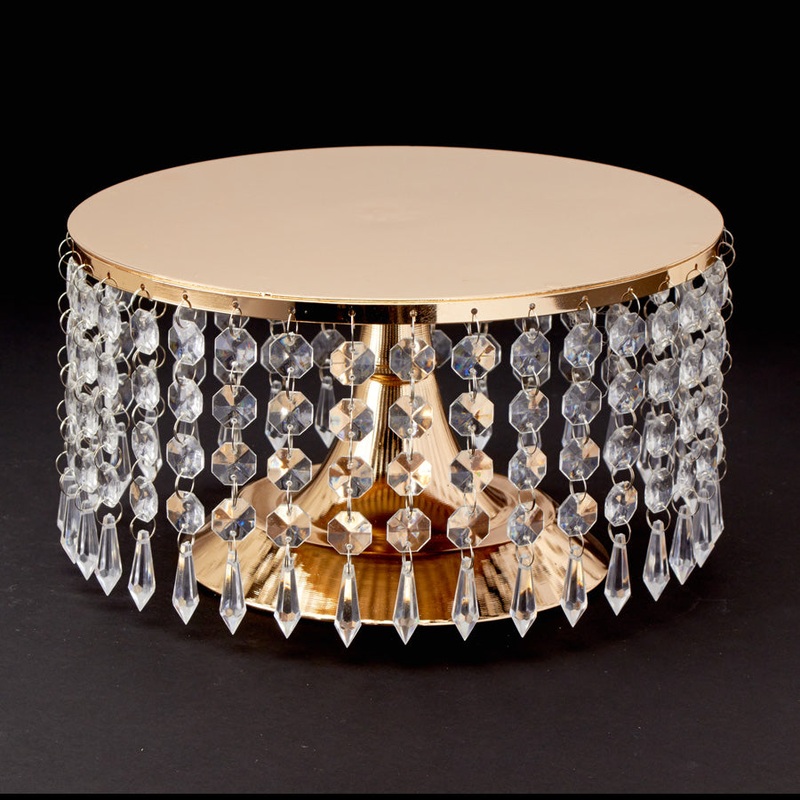 Crystal Beaded Cake Stand 10' - Gold