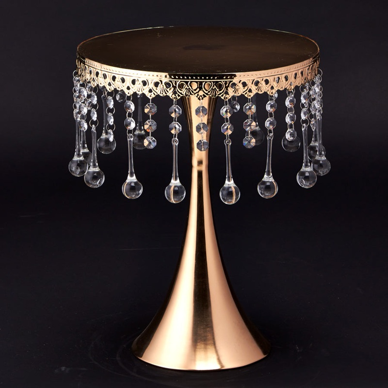 Crystal Beaded Cake Stand 16.5' Gold