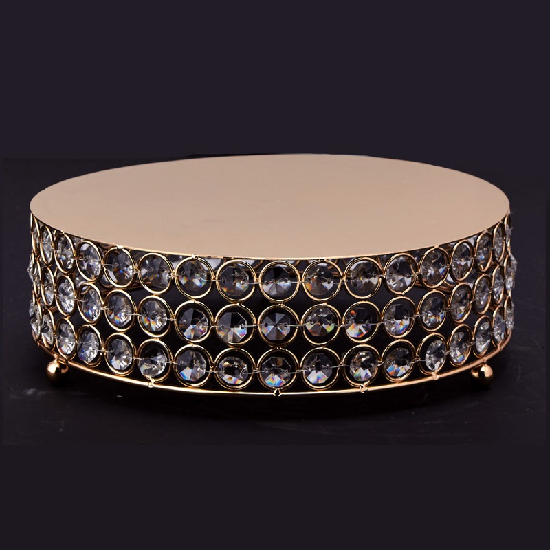 Crystal Round Cake Stand 10' - Gold