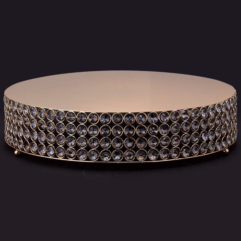 Crystal Round Cake Stand 18' - Gold