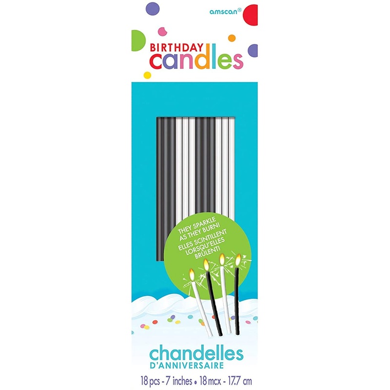 Sparkling Birthday Candles - Black/White