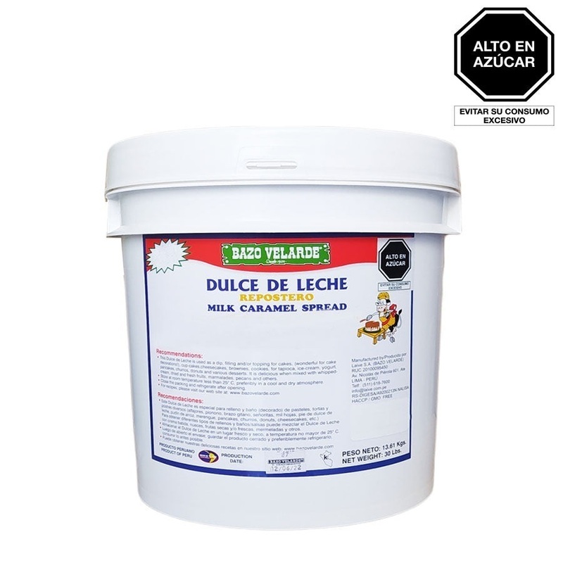 Dulce De Leche Bazo Velarde 30lb