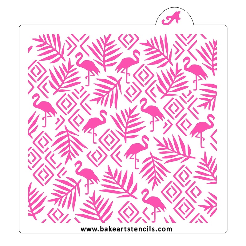 Flamingo and Leaves Pattern Cookie Stencil