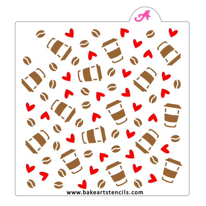 Latte Love Pattern Cookie Stencil