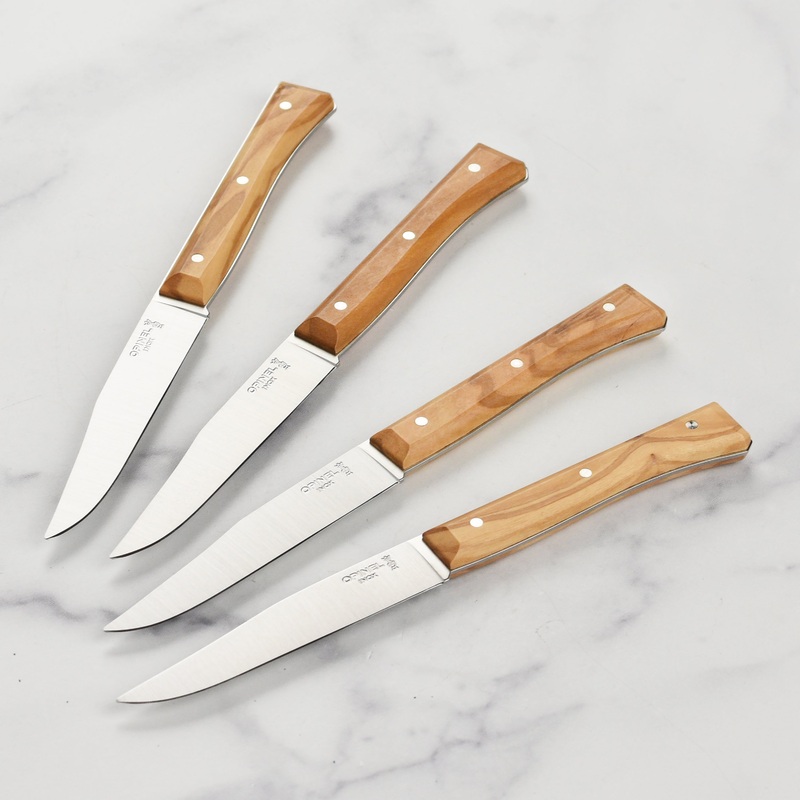 Opinel 4 Piece Olive Wood Facette Steak Knife Set