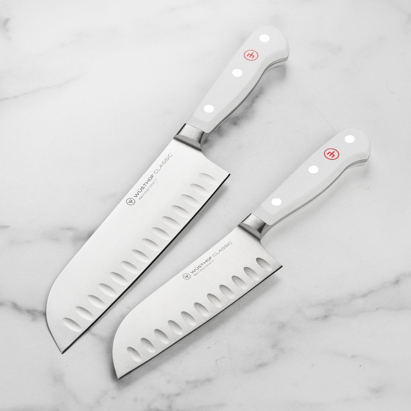 Wusthof Classic White 2 Piece Hollow Edge Santoku Knife Set