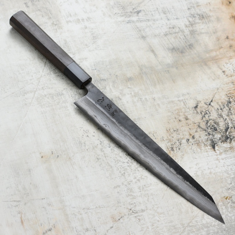 Hatsukokoro Kumokage Aogami #2 Kurouchi Damascus 9.8" Sujihiki