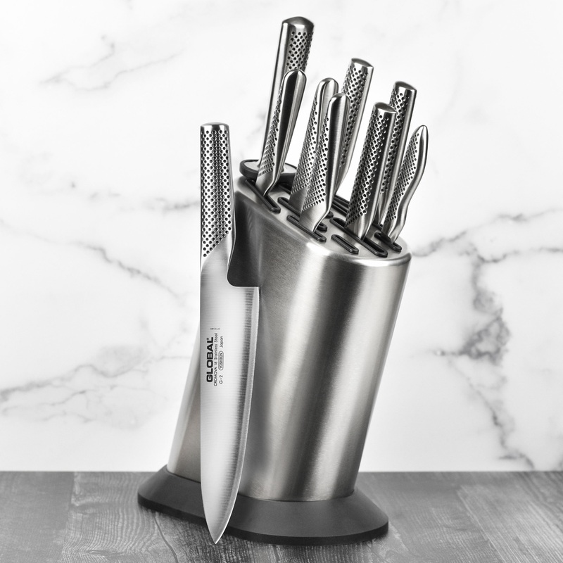 Global 10 Piece Stainless Steel Knife Block Set