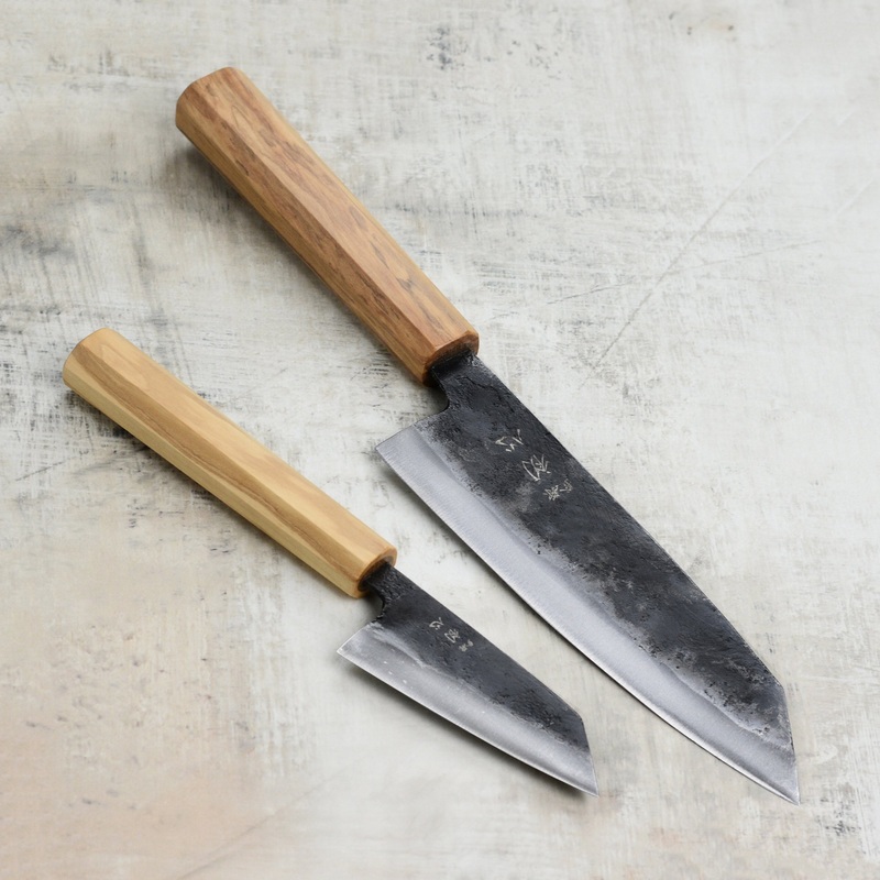 Hatsukokoro Kurogane Aogami #2 Kurouchi Bunka Knife Set