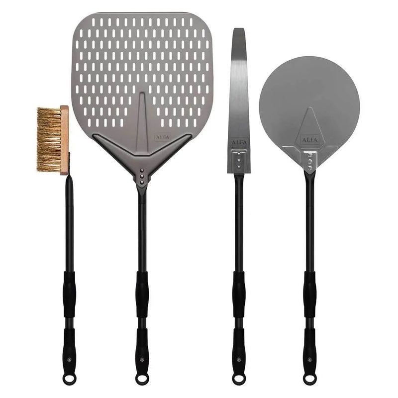 Alfa 4-Piece Extendable Pizza Peel Set with Black Handles