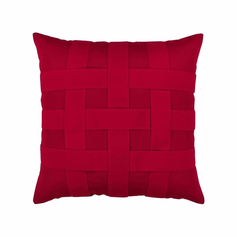 Elaine Smith Basketweave Rouge 20" Square Pillow