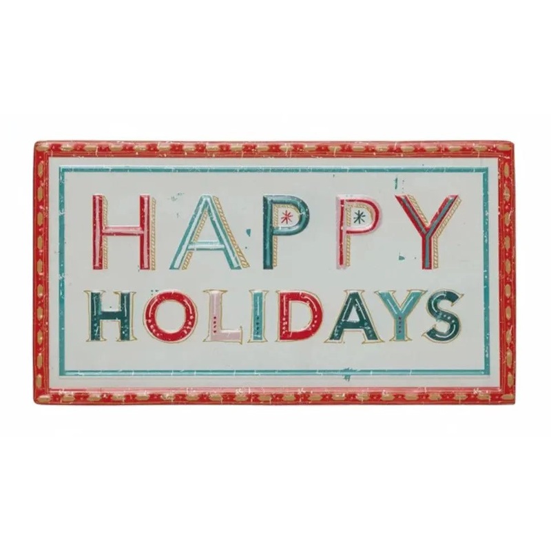 Happy Holidays Embossed Metal Wall Decor