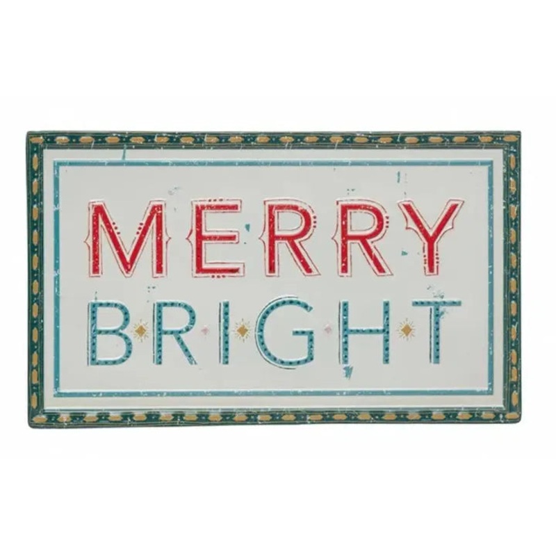 Merry Bright Embossed Metal Wall Decor