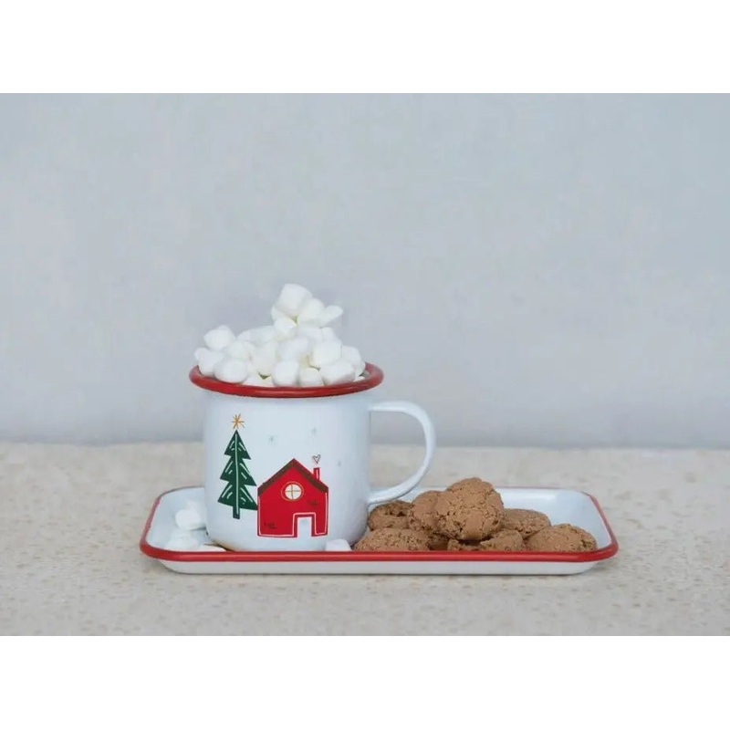 Nice Until Proven Naughty Enamel Tray with Mug