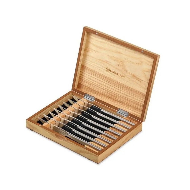 Wusthof 8-piece Stainless Mignon Steak Knife Set with Olivewood Chest