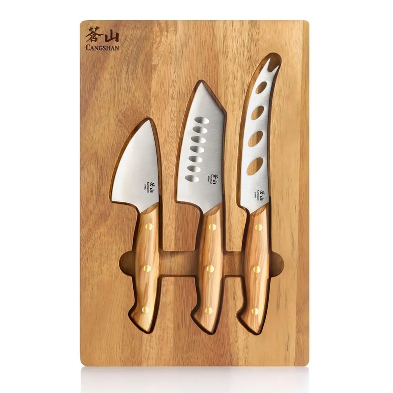 Cangshan 3pc Olive Cheese Set with Acacia Board