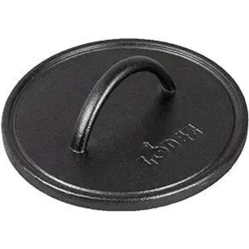 Lodge 8in Cast Iron Round Flat Grill Press