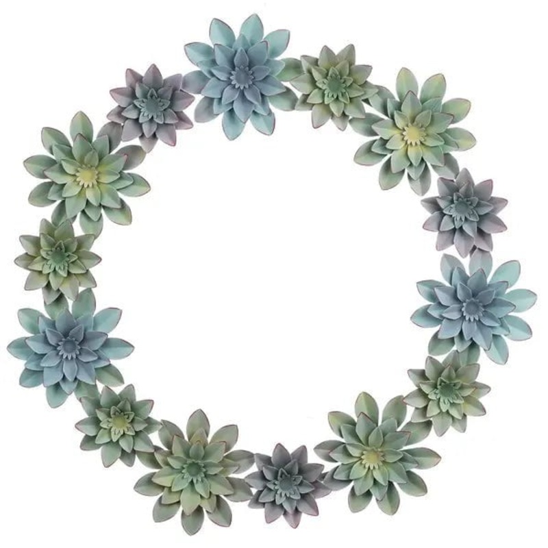 Succulent Wreath Metal Wall Decor