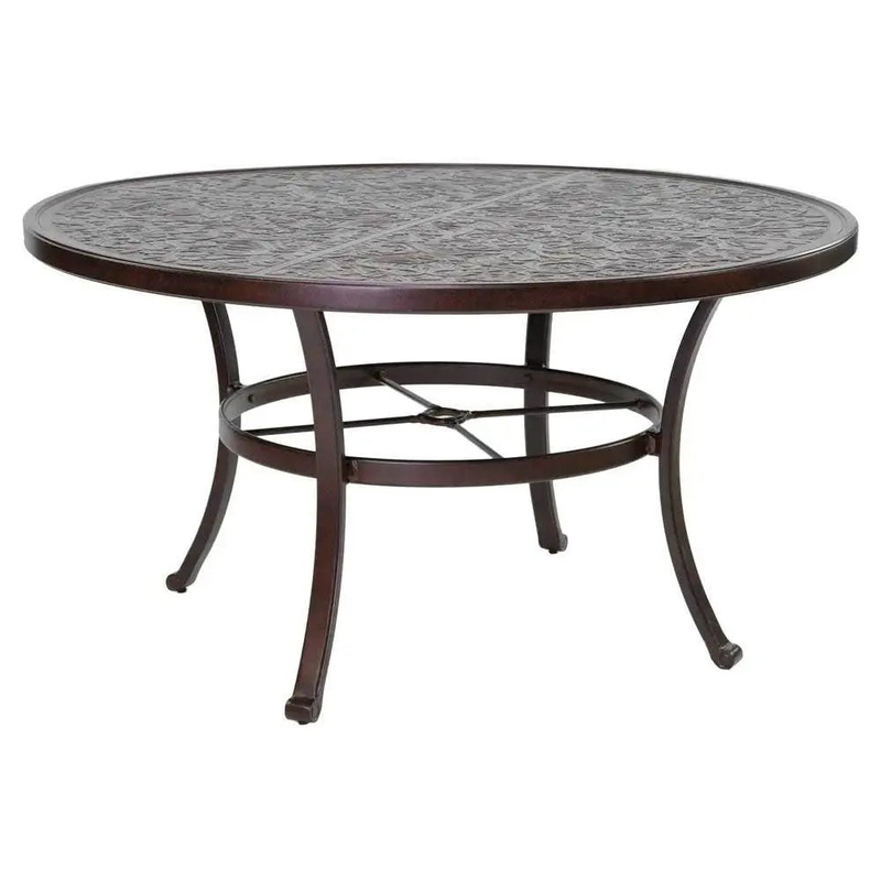 Castelle Vintage 54" Round Dining Table with Forged Top and Antique Walnut Finish