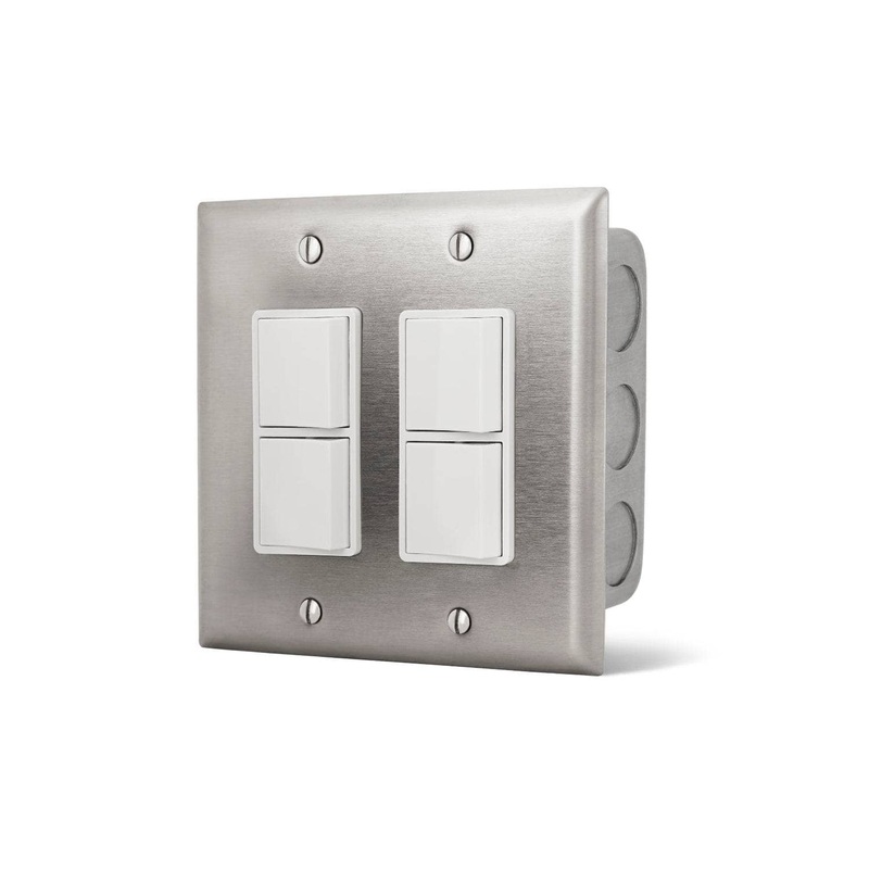 Infratech Dual Duplex Switch, Flush Mount Wall Plate and Gang Box