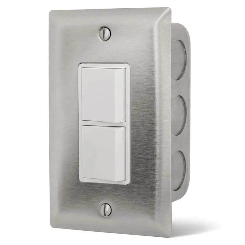 Infratech Single Duplex Stack Switch, Flush Mount Wall Plate and Gang Box