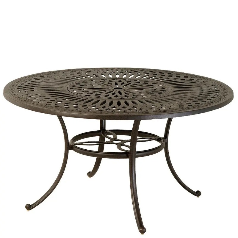 Hanamint Mayfair 54" Round Dining Table with Inlaid Lazy Susan