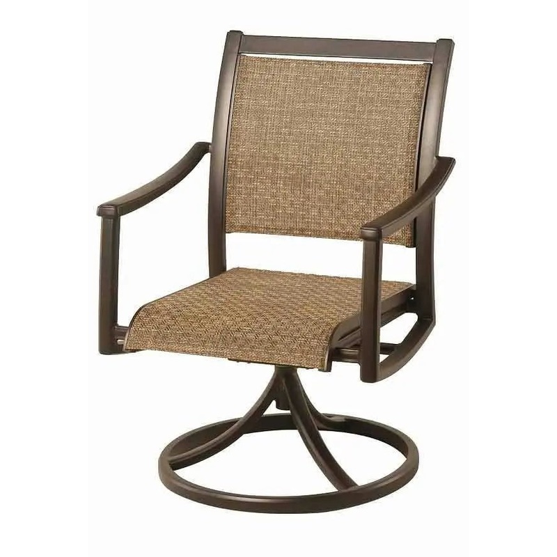 Hanamint Stratford Sling Dining Swivel Rocker with Augustine Pewter Sling
