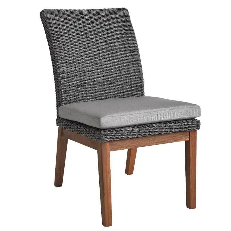 Jensen Outdoor Coral Dining Side Chair in Gray Weave and Level Pumice Cushion
